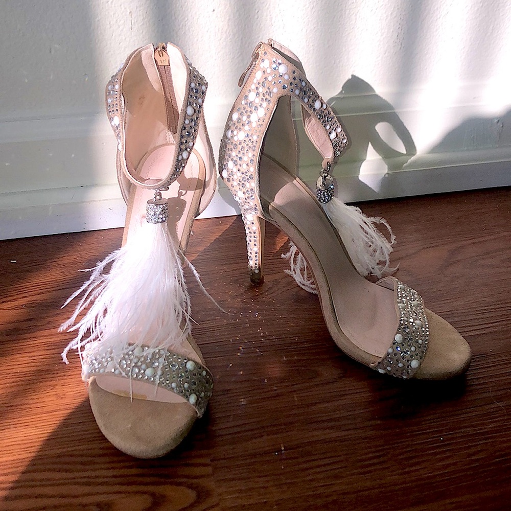 Bedazzled Heels with Feathers ✨
